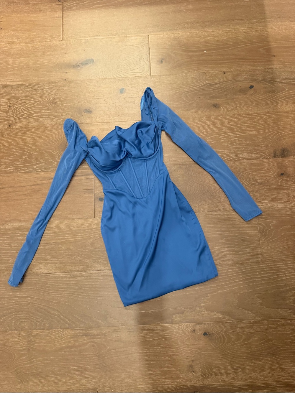 Oh Polly Cobalt Blue Long-Sleeve Mini Dress